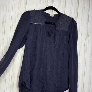 Anthropologie Tiny Navy Sparkle XS Blouse